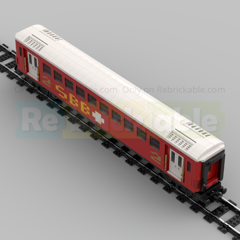 Lego 8W Swiss Train SBB Einheitspersonenwagen 1 Zweite Klasse (Second Class) in Rot (Red)
