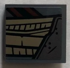 Slope, Curved 2 x 2 x 2/3 with Dark Tan Belt over Pearl Dark Gray Armor Model Left Pattern (Sticker) - Set 76075 / Dark Bluish Gray