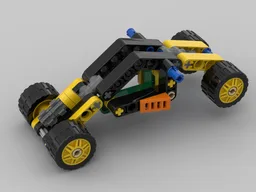 Futuristic sportscar with four-wheel tilt steering