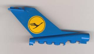 Lego Tail Vintage with Lufthansa Pattern on Both Sides and Black Dot on Rear (Stickers) - Set 1560-2
