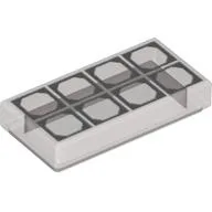 Tile 1 x 2 with Silver Squares Print / Trans-Brown