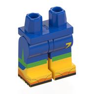 Lego Hips with Blue Legs and Yellow Boots Pattern with Football Shorts, Green Socks, Black Soles, Yellow '7' print