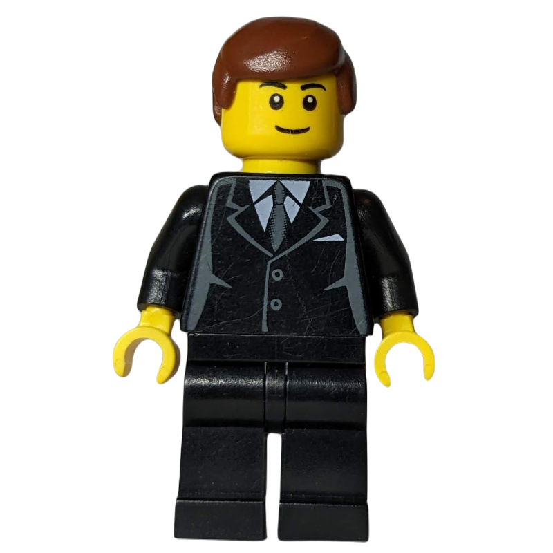 Lego Black Torso Suit, Black Legs, Reddish Brown Hair