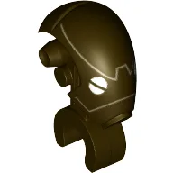 Minifig Head Special, Mechanical with White Eyes and Dark Tan Lines Print (Commando Droid) / Dark Brown