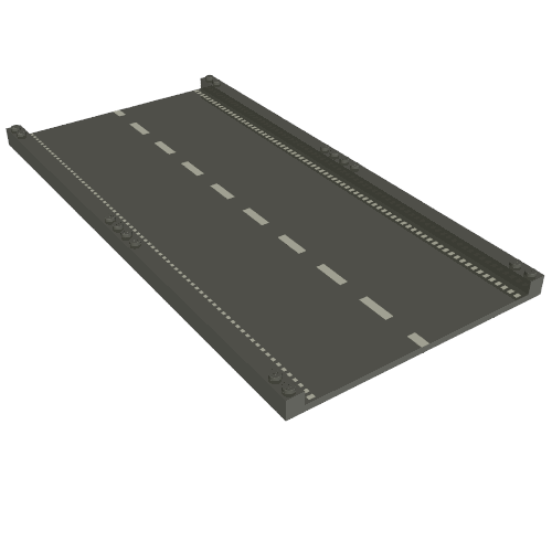 Lego Baseplate Ramp 32 x 16 Straight, Road with White Center Stripe Print / Dark Gray