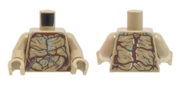 Torso Dark Tan and Reddish Brown Tree Bark Plates, Sand Green Moss and Vines Pattern / Dark Tan Arms / Dark Tan Hands