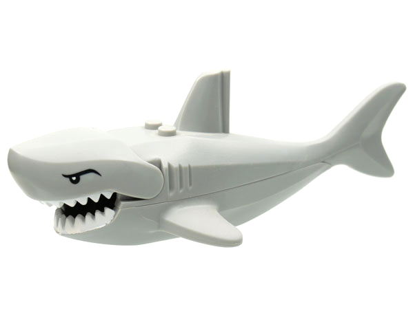Lego Shark Large with Gills with White Teeth and Black Eyes with Eyelids Pattern