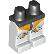 Lego Hips and White Legs with Bright Light Orange Markings Print (Clone Trooper) / Black