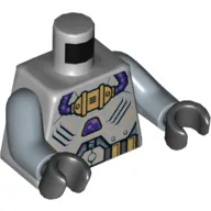 Torso Space Suit with Gold Panel with Dark Purple Tubes, Belt Print, Sand Blue Arms, Black Hands / Light Bluish Gray
