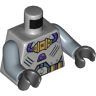 Lego Torso Space Suit with Gold Panel with Dark Purple Tubes, Belt Print, Sand Blue Arms, Black Hands / Light Bluish Gray