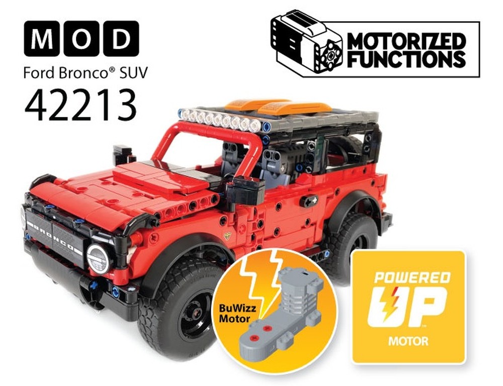Lego 42213 Ford Bronco SUV RC MOD for Powered Up & BuWizz Mortors
