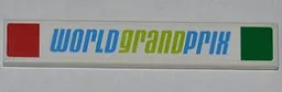Tile 1 x 6 with Red and Green Squares and 'WORLD GRAND PRIX' Pattern (Sticker) - Set 8678