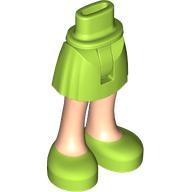 Lego Minidoll Hips and Short Skirt with Light Nougat Legs and Lime Shoes Print [Thick Hinge] / Lime