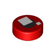 Lego Tile Round 1 x 1 with Brickheadz Eye, White Squares, Black Circle print / Red