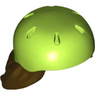 Hair and Helmet, Mid-Length with Lime Bike Helmet Pattern / Dark Brown