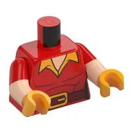 Torso, Dual Molded Arms, Tunic, Dark Red Belt, Gold Belt Buckles, Bright Light Orange Collar Print, Red Sleeves Pattern, Light Nougat Arms, Bright Light Orange Hands / Red