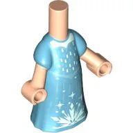 Microdoll Body Long Dress Medium Azure, White Crystals Print / Light Nougat