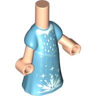 Lego Microdoll Body Long Dress Medium Azure, White Crystals print / Light Nougat