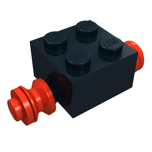 Lego Brick Special 2 x 2 [Red Wheels for Dually Tire] / Black
