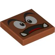 Tile 2 x 2 with Goomba Face and Open Mouth, Tongue Print / Dark Orange