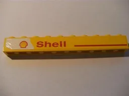 Brick 1 x 10 with Red Line and 'Shell' Text and Logo Left Pattern (Sticker) - Set 1252