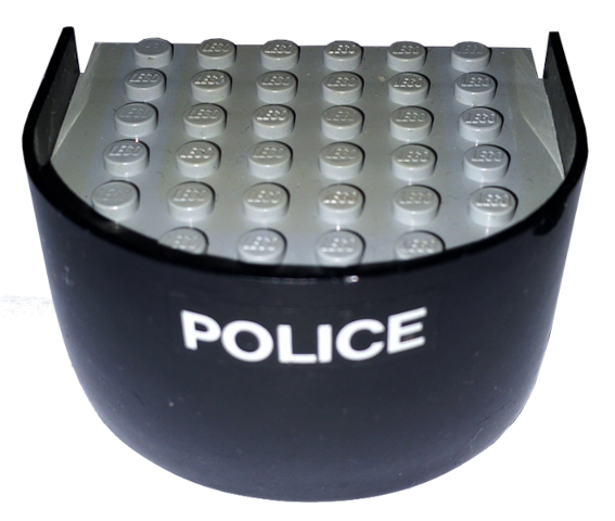 Lego Boat, Hull Smooth Stern 6 x 6 x 3 1/3 with Light Gray Deck with 'POLICE' Pattern (Sticker) - Sets 314-1 / 709-1
