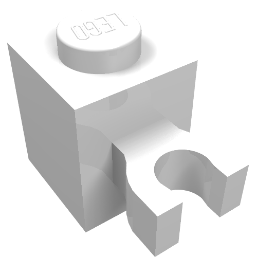 Lego Brick Special 1 x 1 with Clip Vertical [Thick U Clip, Solid Stud] / White