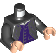 Lego Torso Robe, Open over Dark Purple Vest Print, Black Arms, Light Nougat Hands / Black