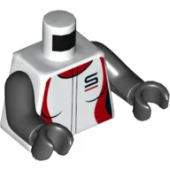 Torso, Racing Jacket with 'S' Print, Black Arms and Hands / White