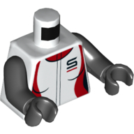 Lego Torso Racing Jacket with 'S' Print, Black Arms and Hands / White