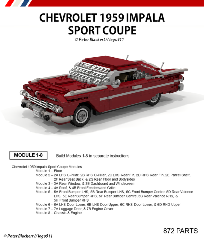 Lego Chevrolet 1959 Impala Sport Coupe - Miniland - Expert