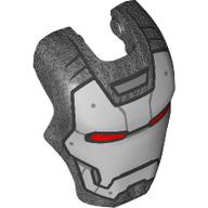 Lego Headwear Accessory Visor Top Hinge, Rounded with Silver Face Shield, Red Eyes and Black Lines Print (War Machine) / Pearl Titanium