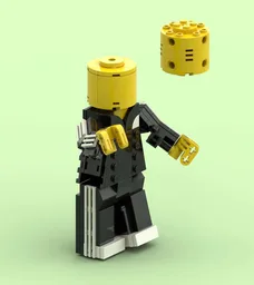 Up-scaled Minifigure in branded tracksuit