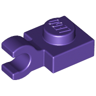 Lego Plate Special 1 x 1 with Clip Horizontal [Thick Open O Clip] / Dark Purple