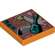 Lego Tile 2 x 2 with Seagull Poo print / Orange
