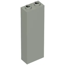 Brick 1 x 2 x 5 with Blocked Open Studs and Bottom Stud Holder with Asymmetric Ridges / Light Gray