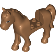 Lego Animal, Horse with 2 x 2 Cutout Brown Eyes print / Medium Nougat