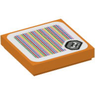 Lego Tile 2 x 2 with Goombrat and Barcode Print (Sticker) / Orange