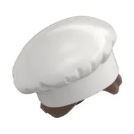 Hair and Hat, Chef with Reddish Brown Hair with Bun / White