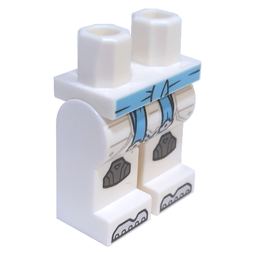 Lego Hips and White Legs with Medium Azure Sash, Dark Bluish Gray Knee Pads print (Zane) / White