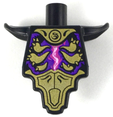 Lego Torso, Modified Short with Smooth Armor Breastplate with Shoulder Pads and Gold Armor Plates, Magenta Energy Pattern