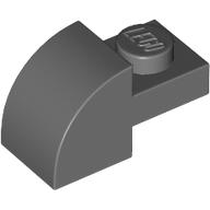 Lego Brick Curved 1 x 2 x 1 with Curved Top / Dark Bluish Gray