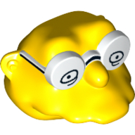 Lego Minifig Head Special, Simpsons, Hans Moleman with White Glasses with Eyes Print / Yellow