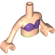 Minidoll Torso Girl with Dark Purple Shell Bikini Print, Light Nougat Arms and Hands / Light Nougat