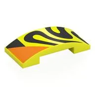 Brick Curved 4 x 2 Double with Black Shapes, Orange Triangle Print