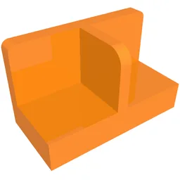 Panel 1 x 2 x 1 with Rounded Corners and Central Divider / Orange