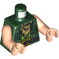 Torso, Vest with Checkered Bandana and Ammunition Belt Print, Light Arms and Hands / Dark Green