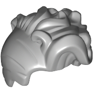 Lego Hair High Bangs, Large Wavy Curls and Small Bun / Light Bluish Gray