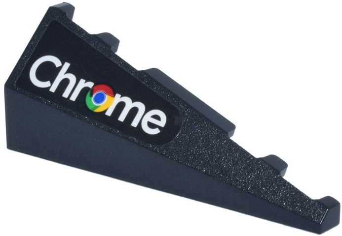 Lego Wedge 5 x 2 Left with White 'Chrome' Logo Pattern (Sticker) - Set 77251