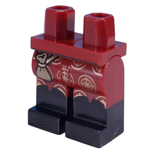 Lego Hips with Dark Red Legs and Black Boots Pattern with Gold Decorations, Pouch print / Dark Red